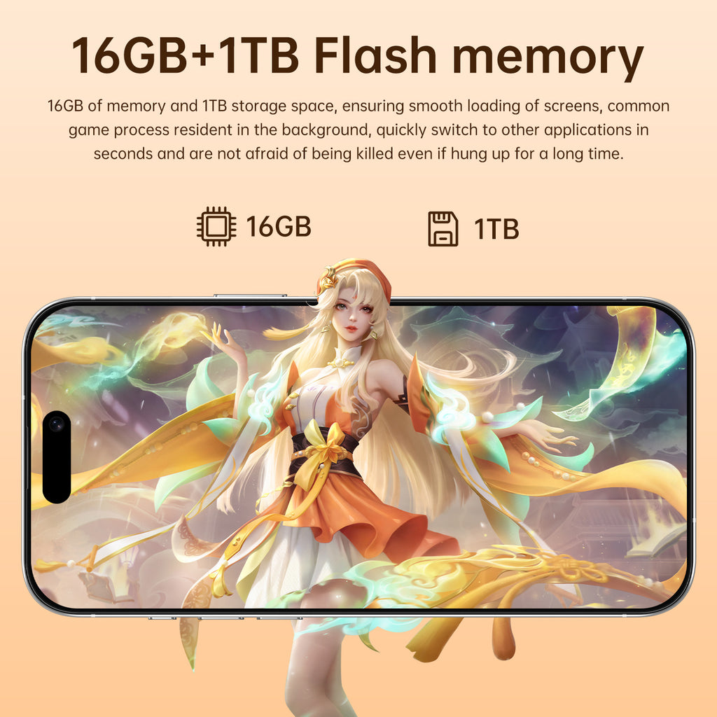 Hot-Selling Android Phone i16Pro Max Smartphone7.3Inch16+1T Factory Direct Sales of Mobile Phones