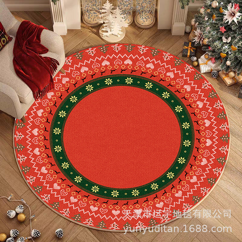Christmas Carpet Round Living Room Mat Christmas Decoration Atmosphere Mat Christmas Tree Mat Labeling and Shipping