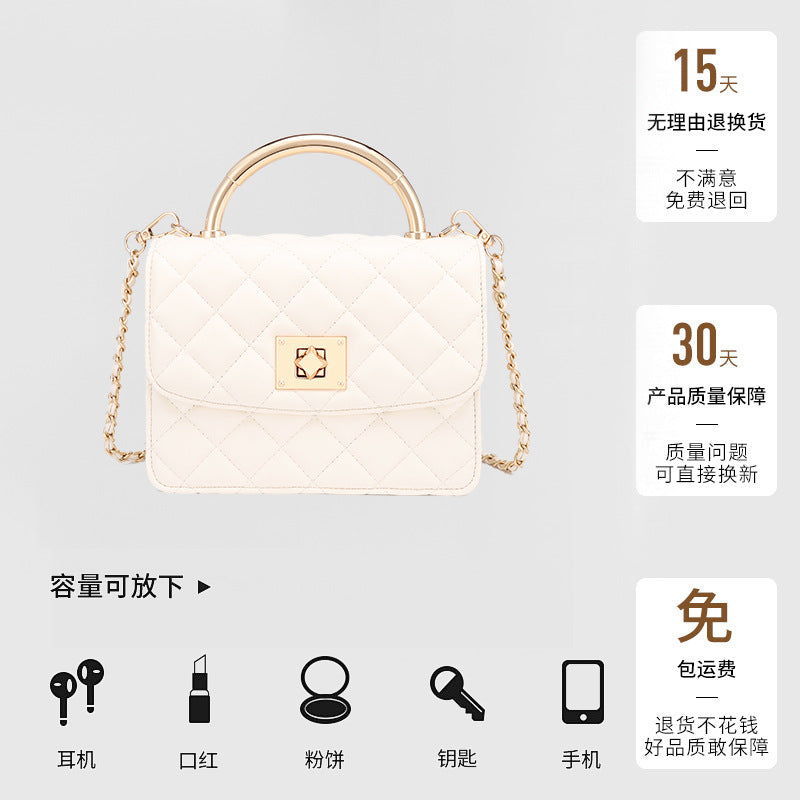 European and American Style Small Square Bag New Diamond Embroidery Women's Bag Niche Versatile Fashion Chain Crossbody Women's Bag Single Shoulder Small Square Bag