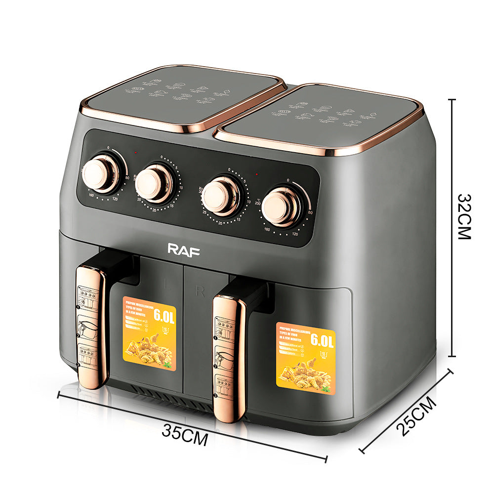 RAF European and American Standard Air Fryer Multi-Functional Household Left and Right Dual Chamber Large Capacity French Fry Electric Fryer