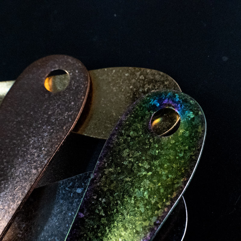 Pure Titanium Rice Spoon Ice Flower Household Hammered Texture Rice Serving Lightweight Spoon Creative High-Value Crystal Colorful Camping Outdoor