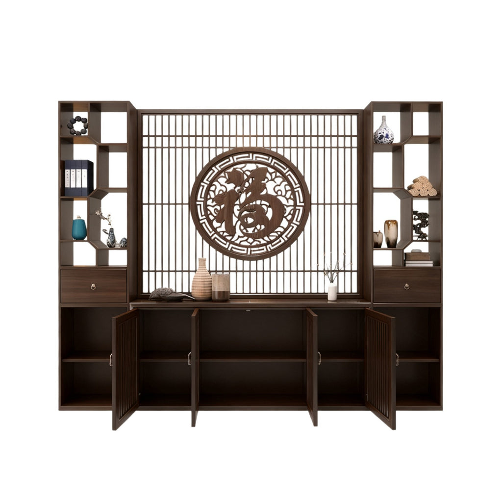 Honeycomb Aluminum Alloy New Chinese Style Screen Partition Living Room Decorative Cabinet TV Cabinet Wine Cabinet Integrated Cabinet Entryway Cabinet