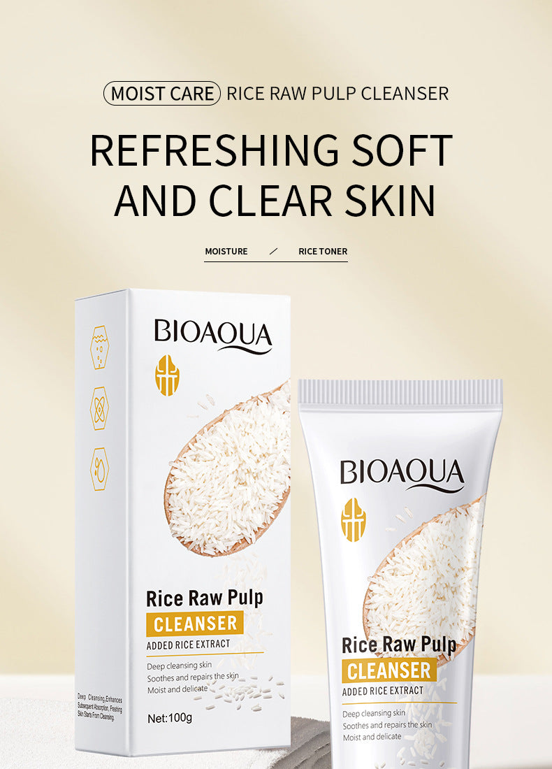Rice Puree Facial Cleanser100g BIOAOUA Cleansing, Moisturizing, and Hydrating Export Cross-Border Manufacturer Wholesale
