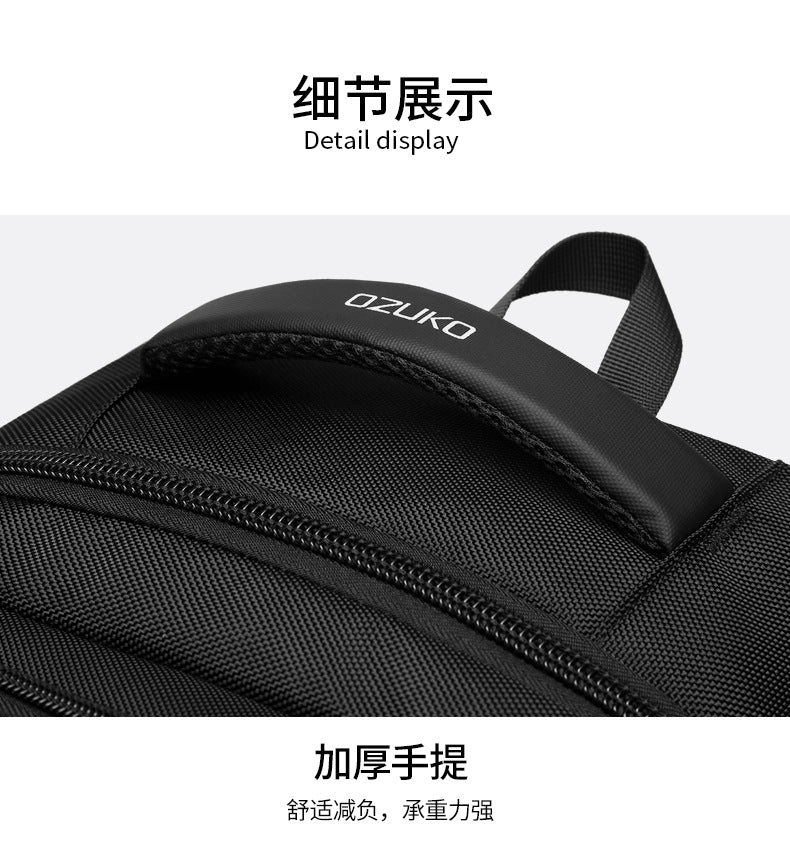 OZUKO Men's Backpack1715-inch Laptop Bag Business Travel Large Capacity Waterproof Commuting Sports Backpack