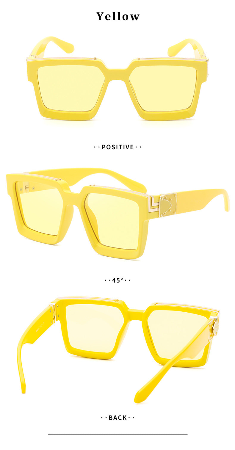millionaire Large Square Frame Sunglasses for Women, Internet Celebrity Style, 0k Rich Driving Sun Protection Sunglasses for Men86229