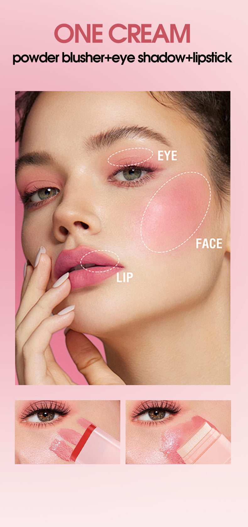 Matte Blush Cream15g Nude Six-Color Waterproof Gradient Blush Cream Version Daily Makeup