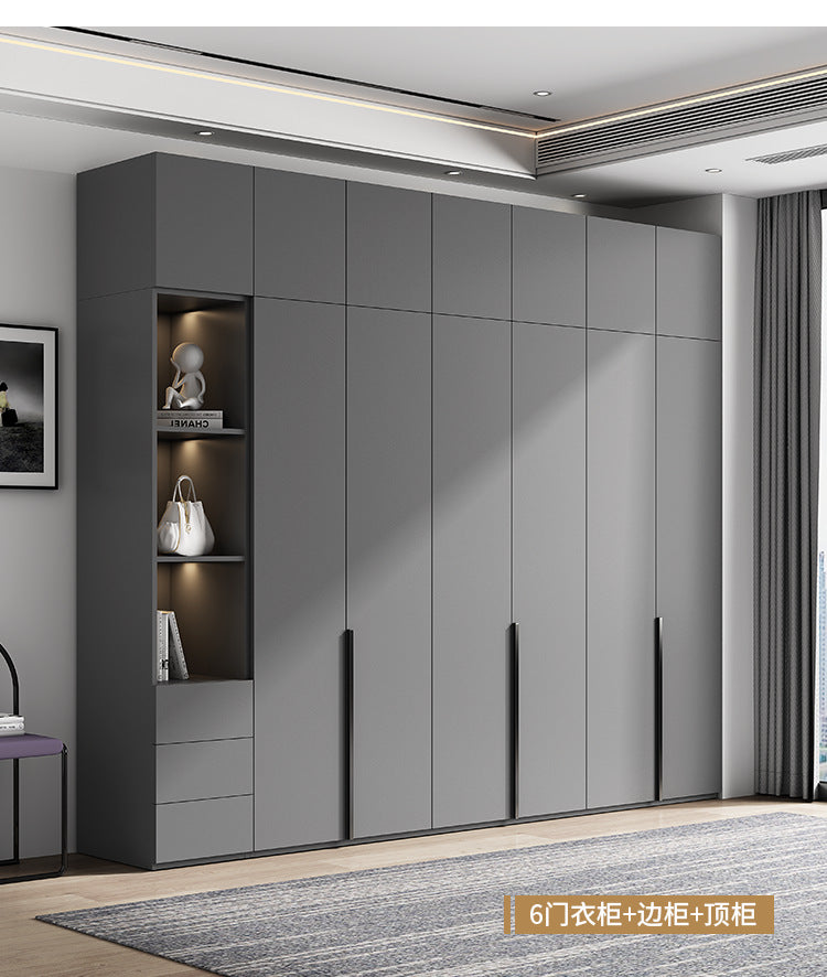 Flat Door Wardrobe for Home Bedroom, Easy Assembly, Suitable for Rental Rooms, Small Apartments, Three-Door, Four-Door, Five-Door, Six-Door Large Wardrobe