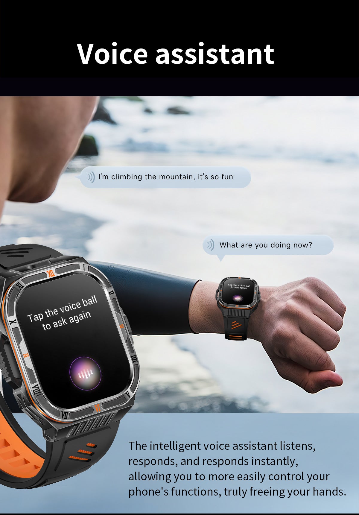 HT38Smart Watch Bluetooth Call Heart Rate Pedometer Sleep Flashlight Deep Waterproof Large Battery Three-Proof Sports