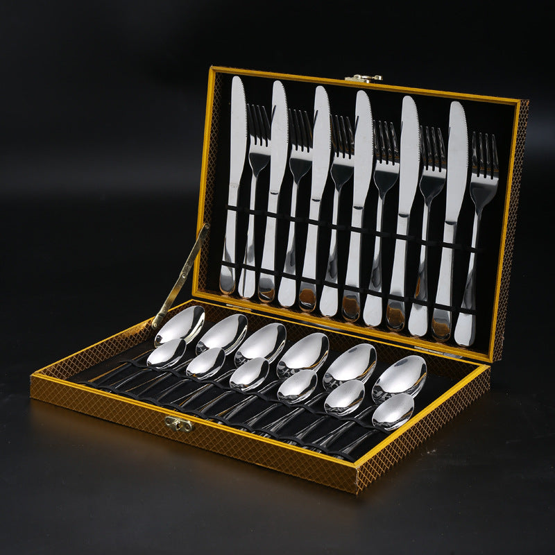 1010Cutlery Set Hotel Holiday Steak Western Food Tableware24Gift Set Wooden Box