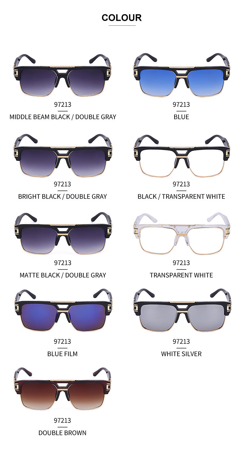 Glasses for Men Driving Special European and American Large Frame Sunglasses Men's High-end Sense Retro Trend Sunscreen Sunshade Full Frame Sunglasses