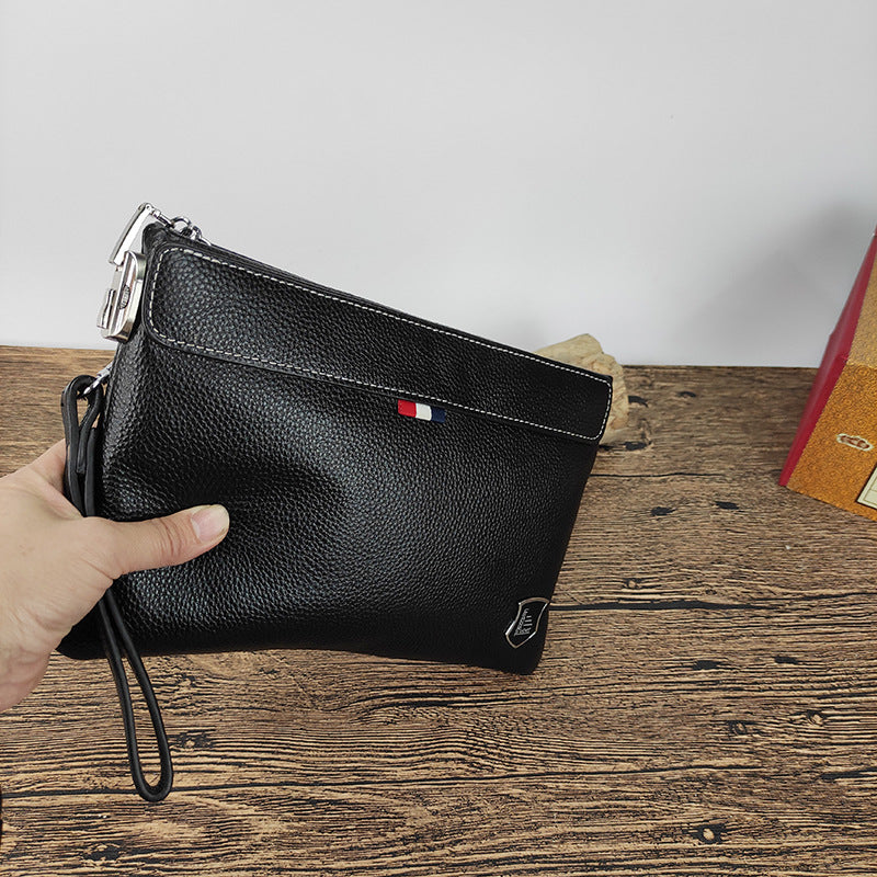 Genuine Leather Clutch Bag with Password Lock, Business Handbag, Casual Large Capacity Pure Top Layer Cowhide Men's Clutch