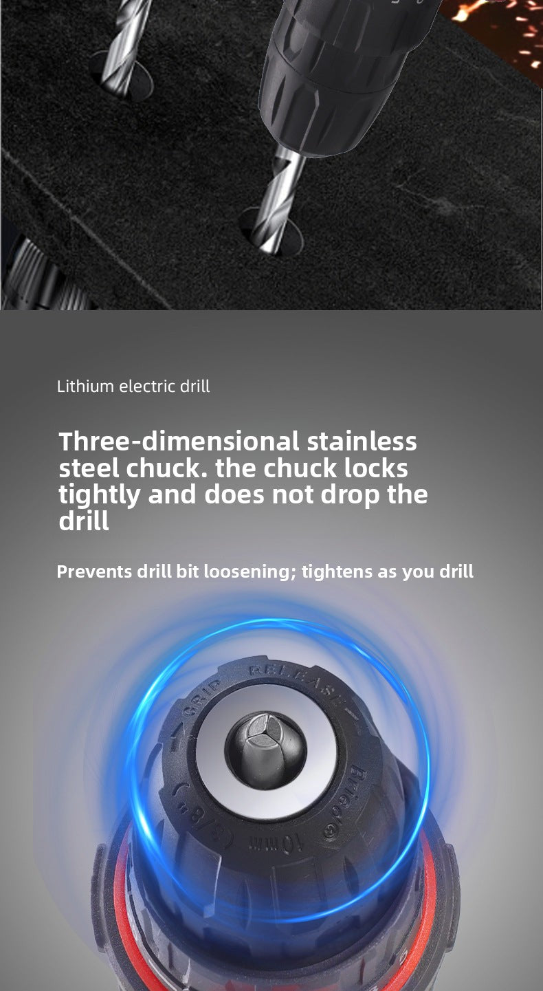 Lithium Battery Rechargeable Household Pistol Impact Drill Multi-Function Electric Screwdriver Tool Set Electric Drill