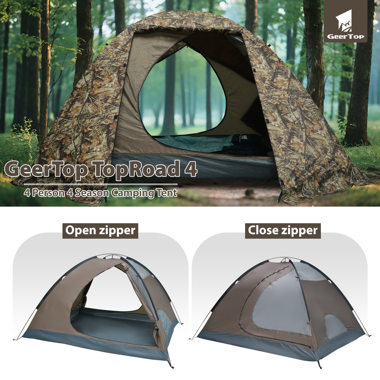Jituo Camping Tent Canopy3-4Double-layer Winter and Summer Dual-use Tent Portable Four-season Tent Outdoor Rainproof
