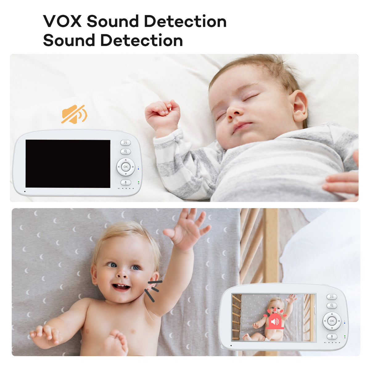 5.0Inch Digital Children's Night Vision Monitor Lullaby Intercom Room Temperature Detection HD Wireless Baby Monitor