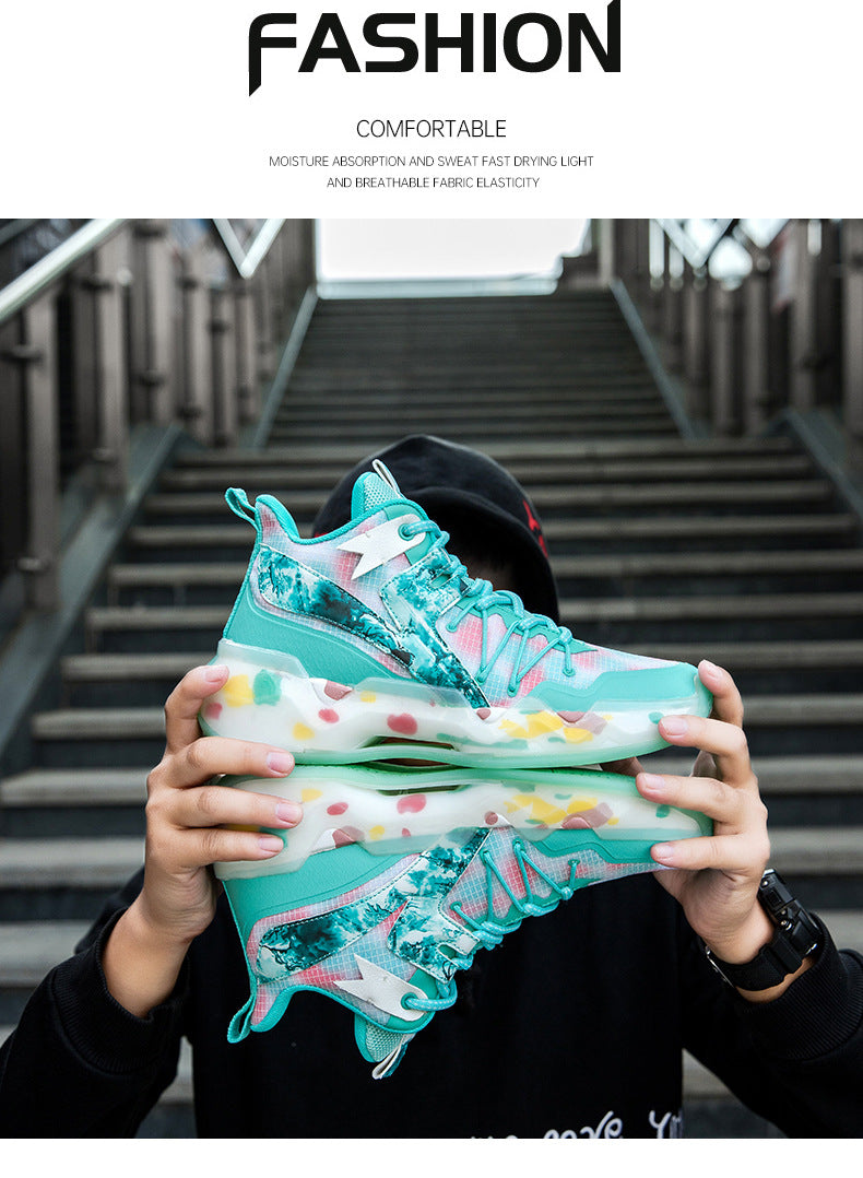 2025New National Era Men's Shoes Fashion Sports Shoes Youth High Elasticity Cushioning Anti-Slip Wear-Resistant Trendy Basketball Shoes