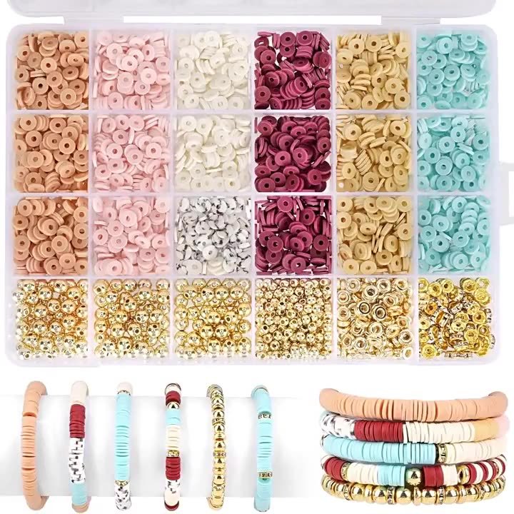 New Soft Clay Disc Accessories Clay Beads Round Beads Drill Rings Jewelry Bracelet Components DIY Suit