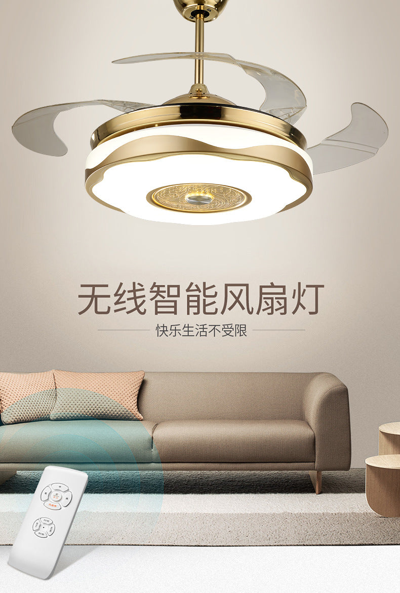 Living Room Ceiling Fan with Strong Wind Power Invisible Household Ceiling Fan Light for Bedroom and Dining Room, Integrated Fan Light with Light, Electric Fan Ceiling Light
