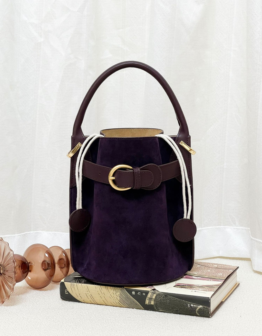 Frosted Leather Bucket Bag Genuine Leather Korean Style Versatile Niche Design Light Luxury Handbag Single Shoulder Crossbody Women's Bag Large Capacity