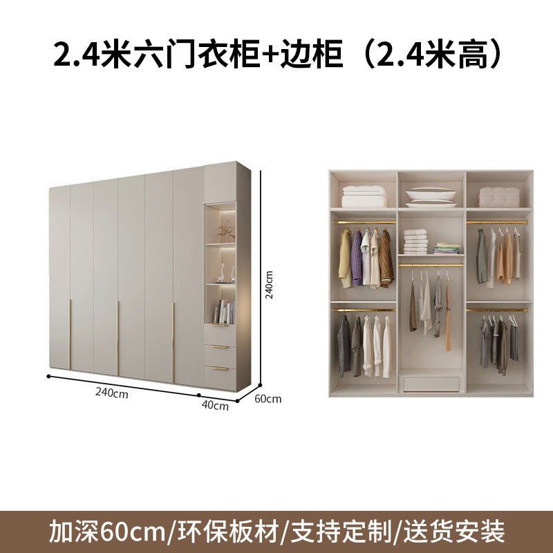 One-Door to Ceiling Heightened Solid Wood Wardrobe for Home Bedroom, Double Door Simple Assembly Cabinet, European Pine Board Storage Cabinet, Wardrobe