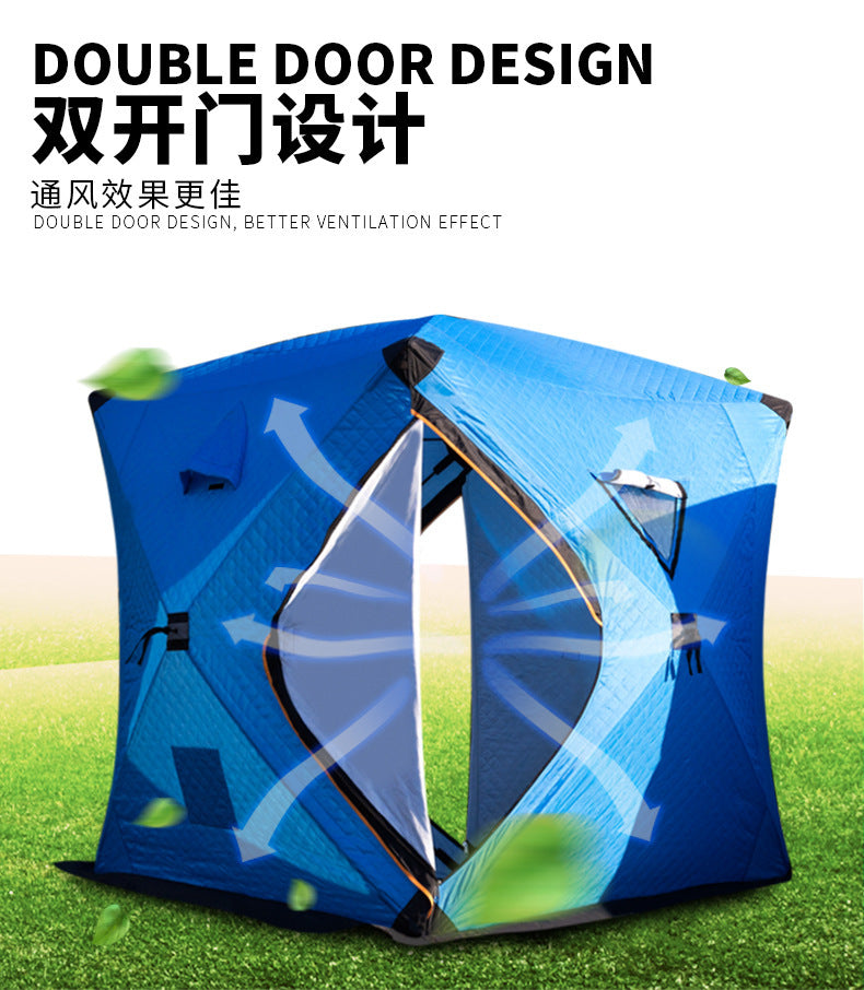 Cold-Proof Multi-Person Snow Fishing House Easy-to-Carry Sauna Winter Fishing Tent Outdoor Winter Fishing Cotton Fabric Warm Ice Fishing Tent