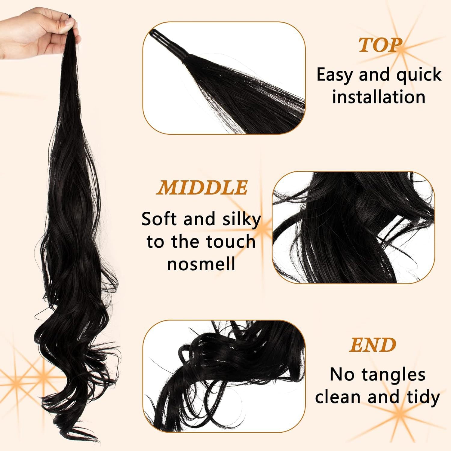 32Inch European and American Style Wig Ponytail for Women Wrap-around Ponytail Magic Wand Ponytail Wand Hair Ponytail