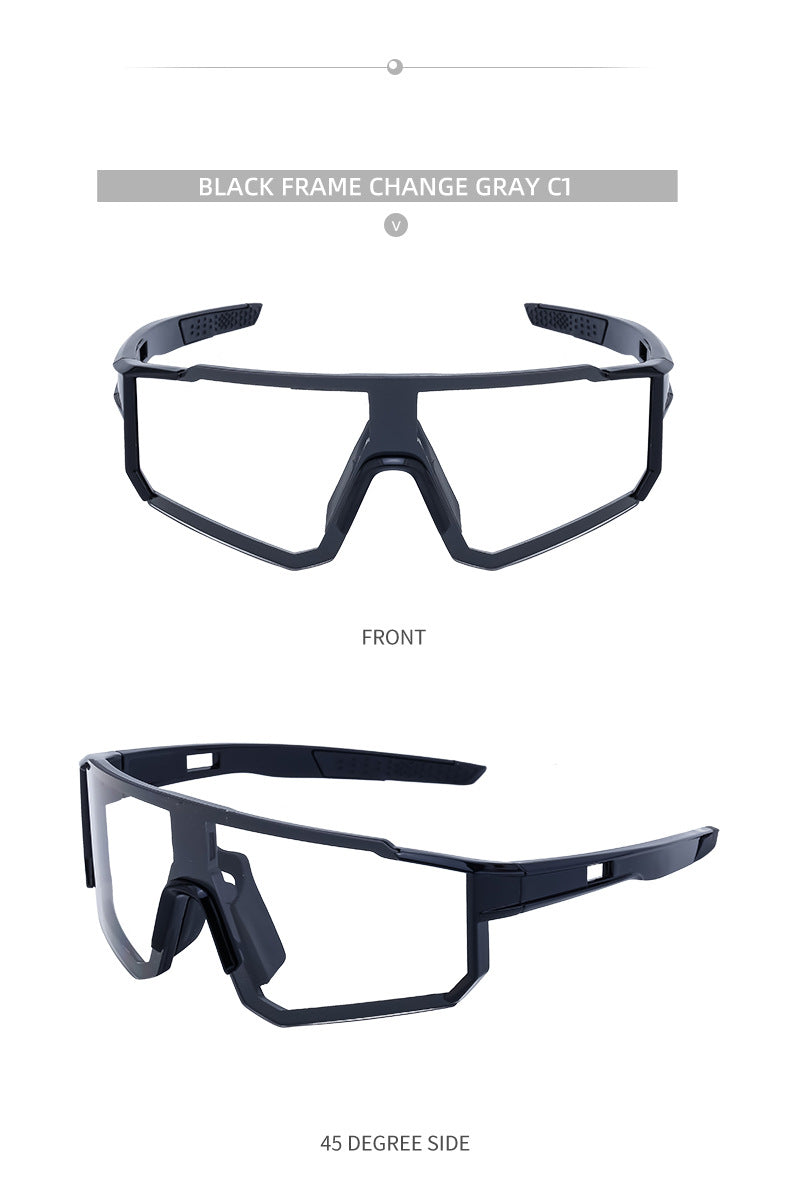 European and American One-piece Photochromic Sunglasses Women Outdoor Cycling Sports Windproof Sunglasses Men Wholesale shades
