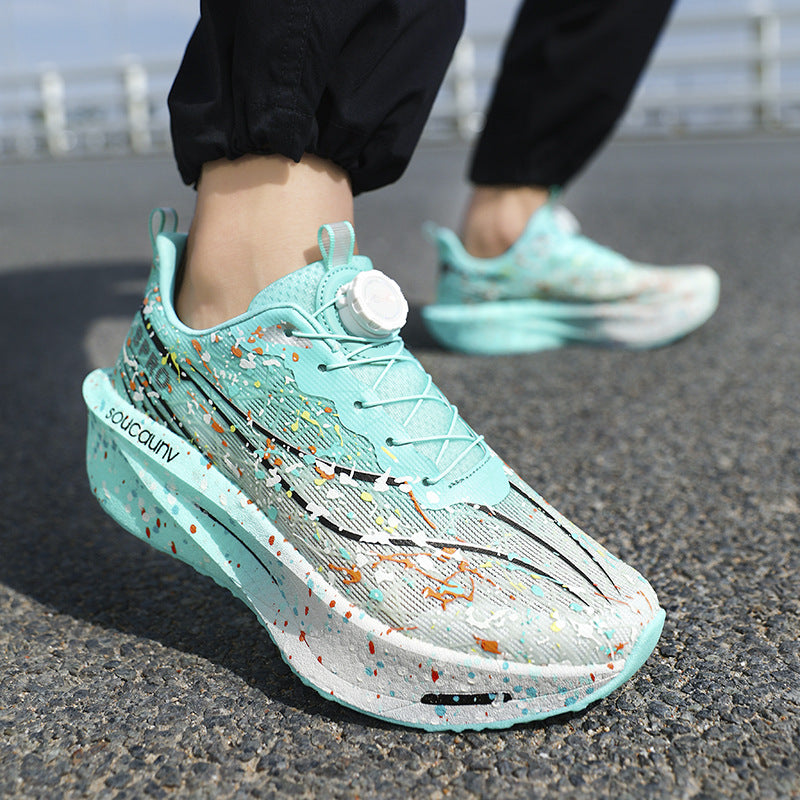 Youth Fashion Luminous Camouflage Running Shoes for Men and Women New Casual Shoes Carbon Plate Real Soft Sole Rotating Buckle Sports Shoes