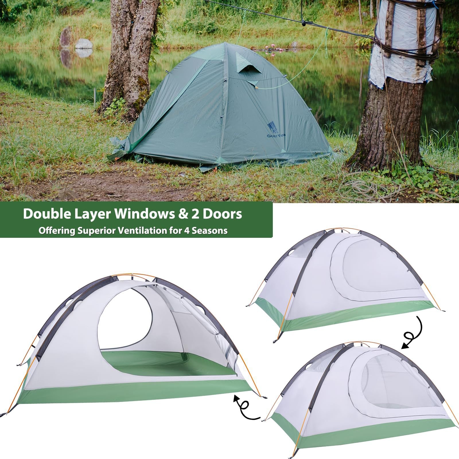 Lightweight Tent Outdoor Hiking Double Layer Tent Aluminum Pole Camping Tent Rainproof