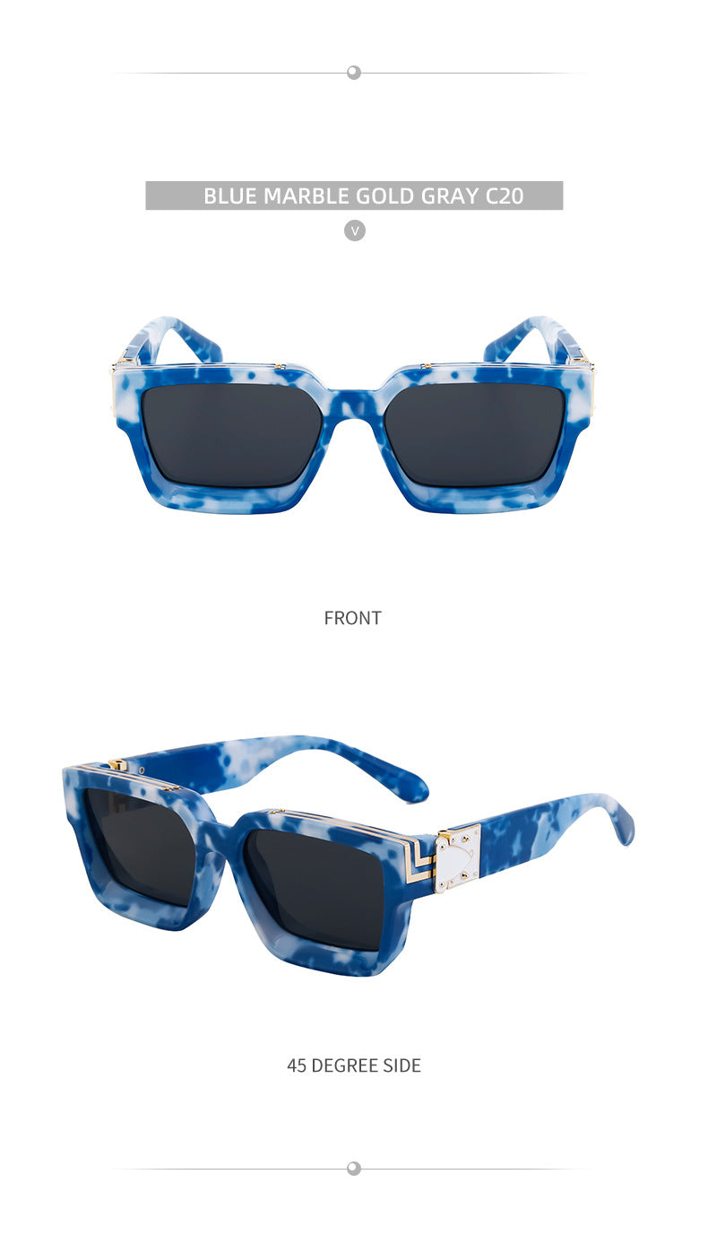 0k Billionaire Style Sunglasses Men Fashion Internet Celebrity Sunglasses Women High-end Glasses Square Frame Sunglasses