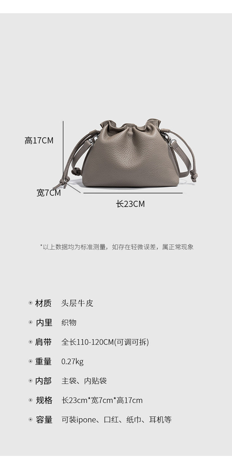 Wholesale pleated cloud bag genuine leather small handbag for women bag Bucket Bag Top Layer Cowhide Niche ins Shoulder Crossbody Bag