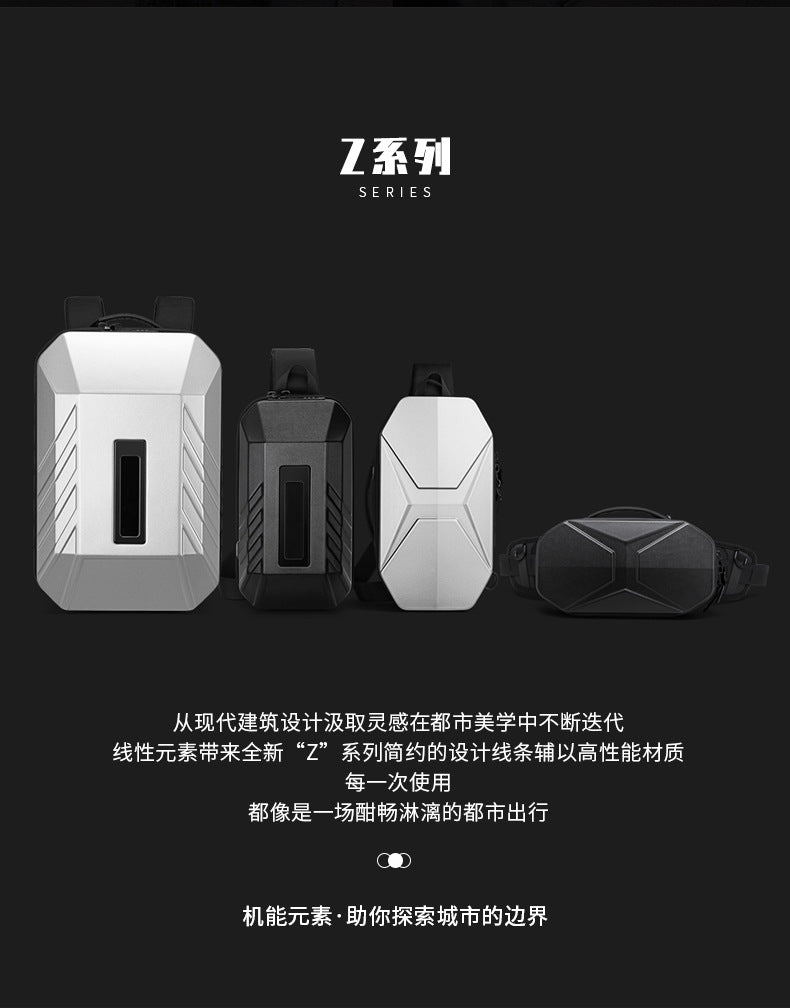 ozuko Functional trendy men's chest bag PC Hard Shell Waterproof Multifunctional Crossbody Bag Shoulder Outing Sports Men's Bag