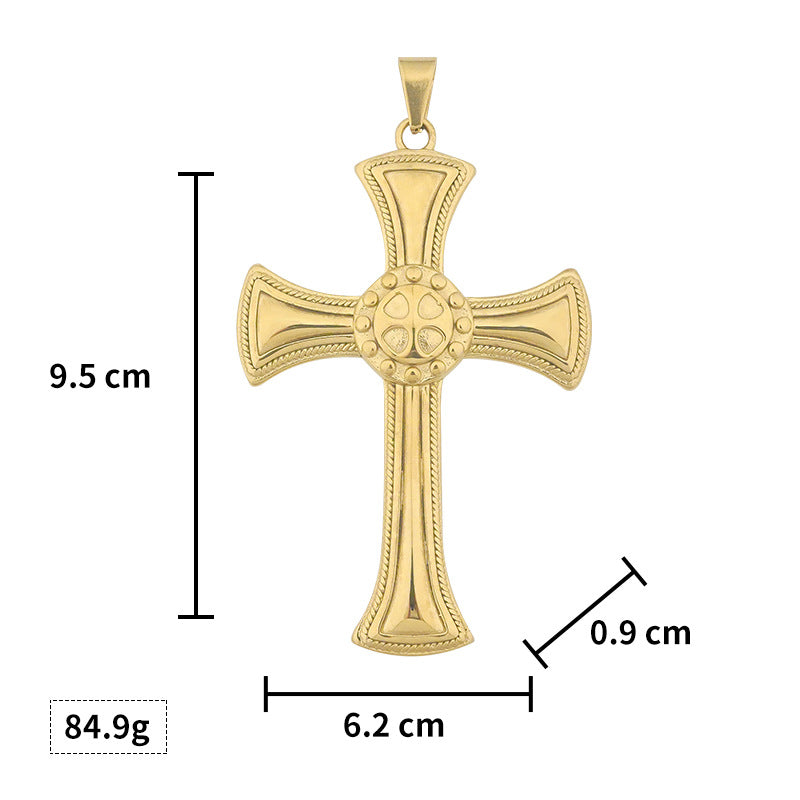 Source Simple Cross Electroplated gold Stainless Steel Men's Pendant Titanium Steel Necklace Accessories Factory Wholesale
