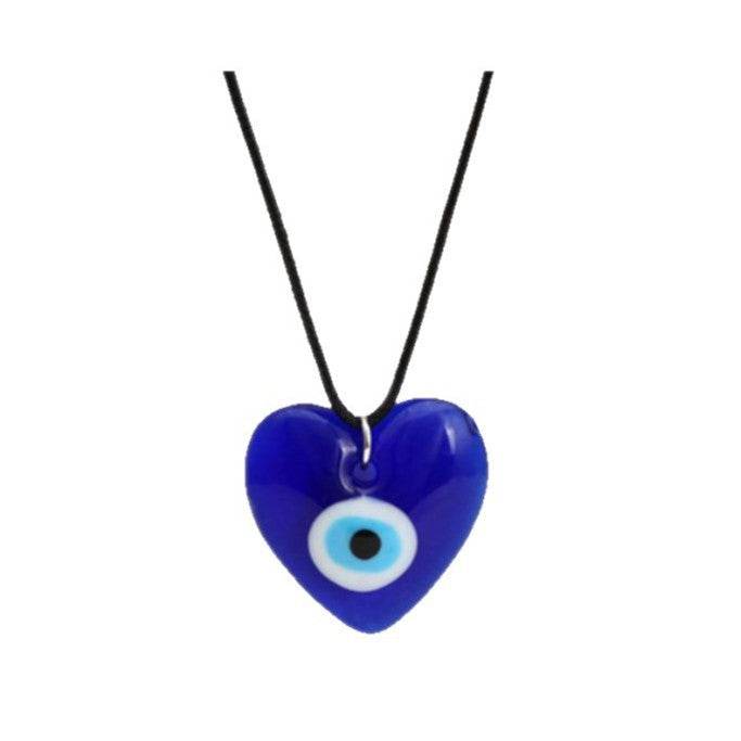 Devil's Eye Necklace European and American Wax Rope Necklace Turkish Blue Eye Women's Round Water Drop Necklace