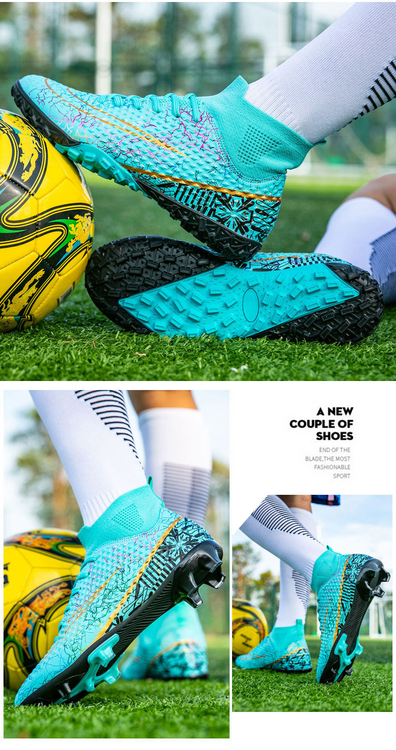 New high-top soccer shoes for men and women AG Spike TF Broken Nail Youth Student Grassland Competition Training Shoes