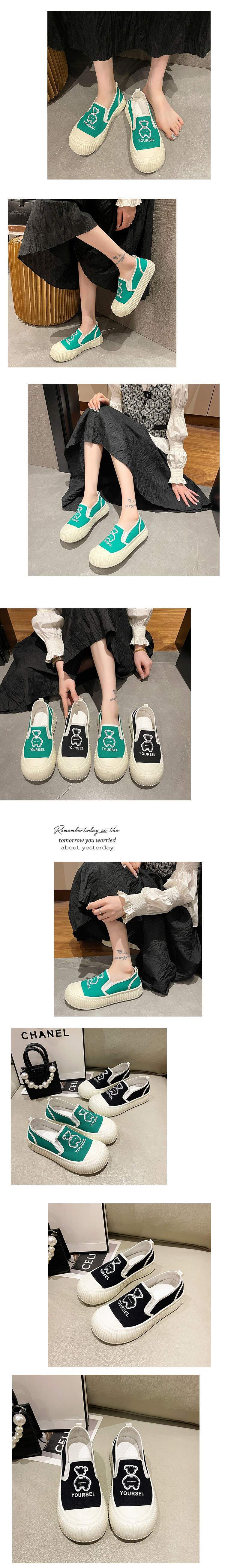 Women's Shoes2025New Trendy Fashionable Canvas Shoes Slip-On Student Shoes with Thick Sole