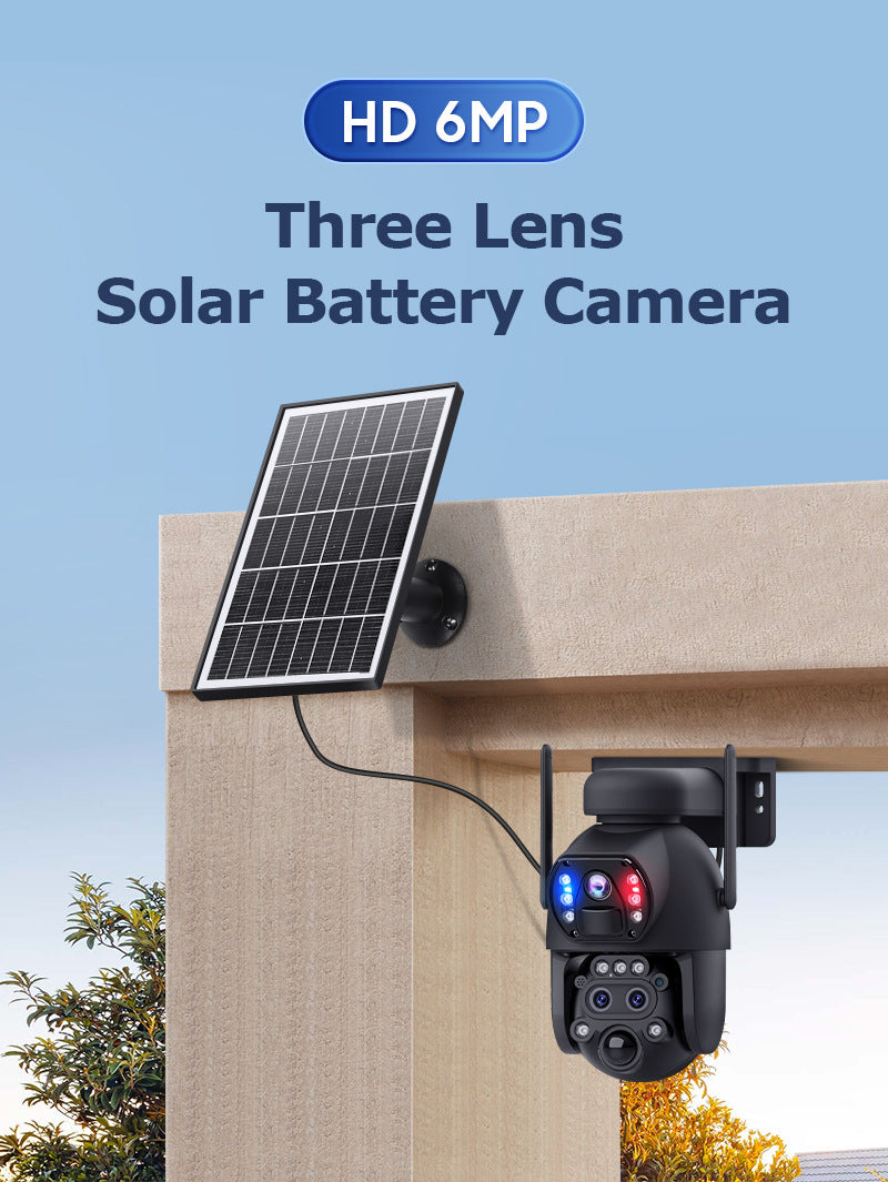 4G Wireless Trinocular Multi-view Remote Control1510x Zoom Solar-Powered Camera600Ultra HD Night Vision