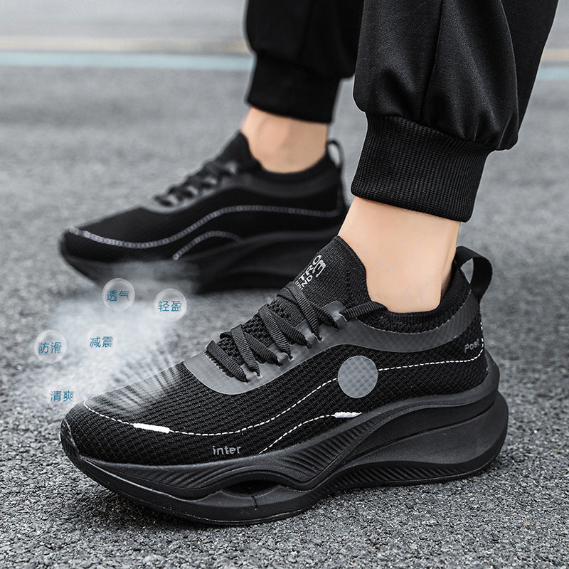 Summer Fly Electric Rebound Shock Absorption Running Shoes Men's Shoes Fly Weave Breathable Comfortable Physical Exam Training Marathon Sports Shoes