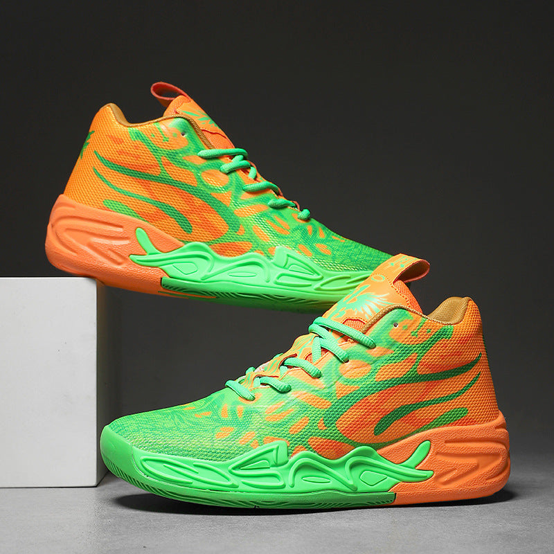 Fashion Trend Basketball Shoes New Youth Mandarin Duck Mesh Breathable Sports Shoes High-Top Training Boots