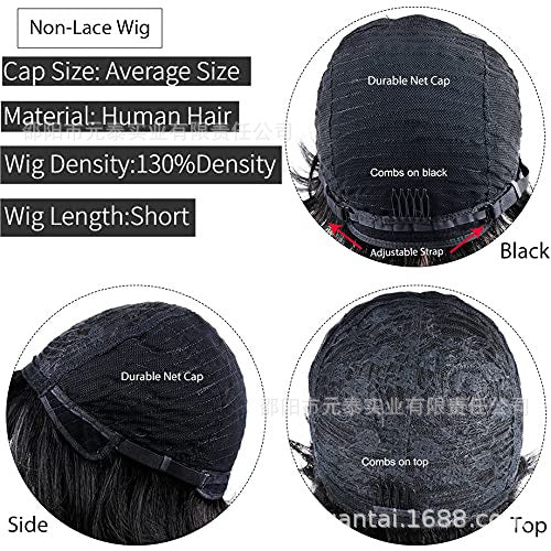 Short Bob Wavy Wig With Bangs Full Machine Made No Lace Wigs