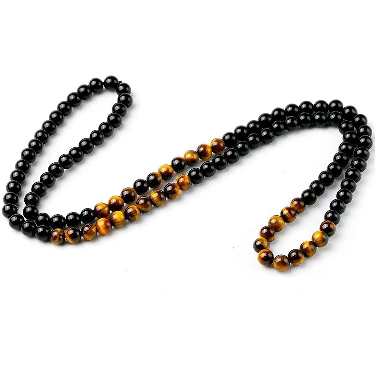 Men's Tiger Eye Stone Bracelet108Stackable Natural Stone8mm Beaded Bracelet Elastic Cord Tiger Eye Stone Long Bracelet