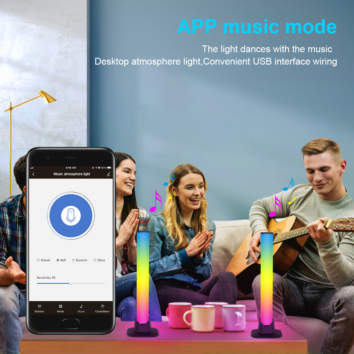 Exclusive Supply LED Bluetooth Desktop Lamp USB Computer Ambient Light RGB Magic Color WIFI Intelligent Sound Pickup Ambient Light