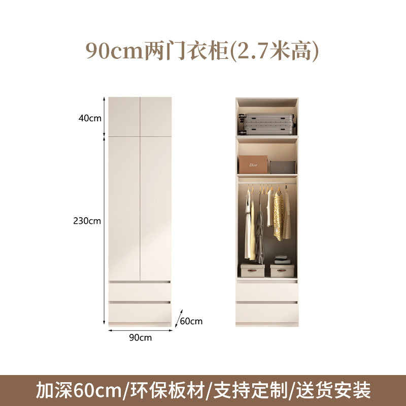 2025New Cream Style Wardrobe for Home Bedroom, Segmented Simple Modern Storage Cabinet, Large Coat Closet