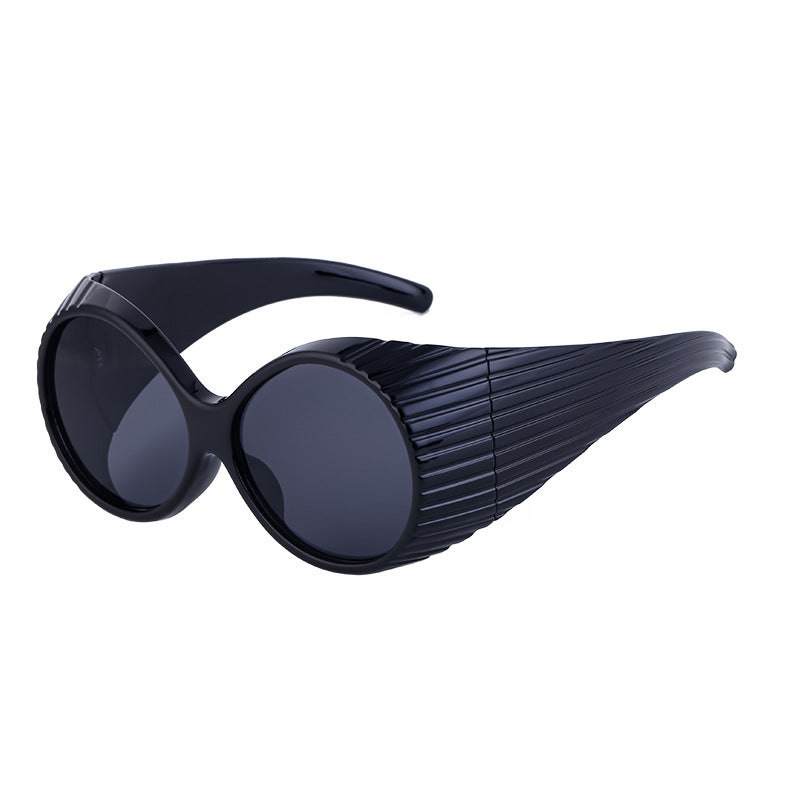 Fashion Catwalk Style Round Frame Sunglasses for Women Trendy High-end European and American Style Internet Celebrity Large Frame Sunglasses for Women Stage Performance