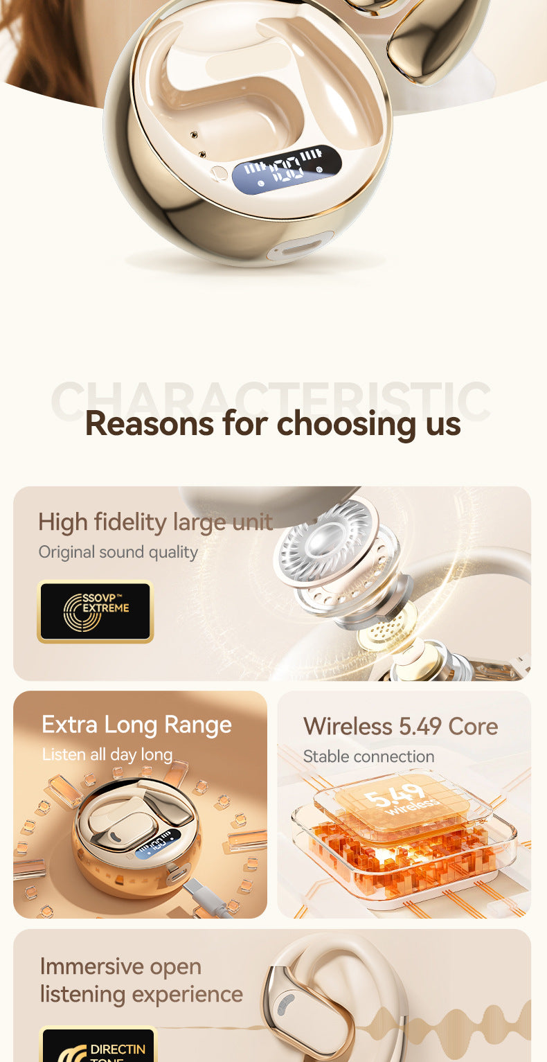 Chengruida M76Open Wireless Bluetooth Earphones Bone Conduction Ear-hook Running Sports Bluetooth Earphones