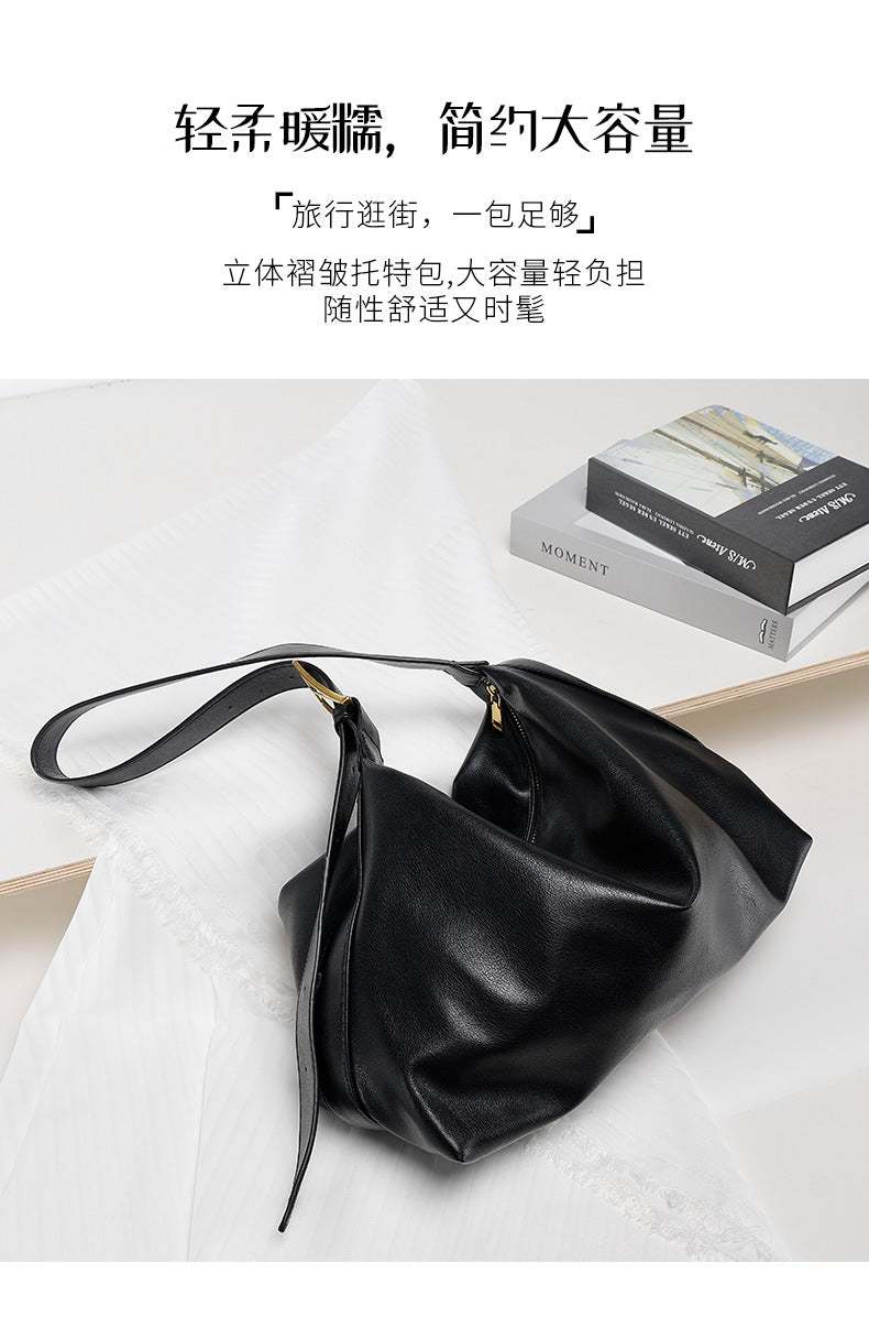 2024New Crossbody Bag Versatile Casual Women's Shoulder Bag Commuting Large Capacity Soft Leather Tote Bag