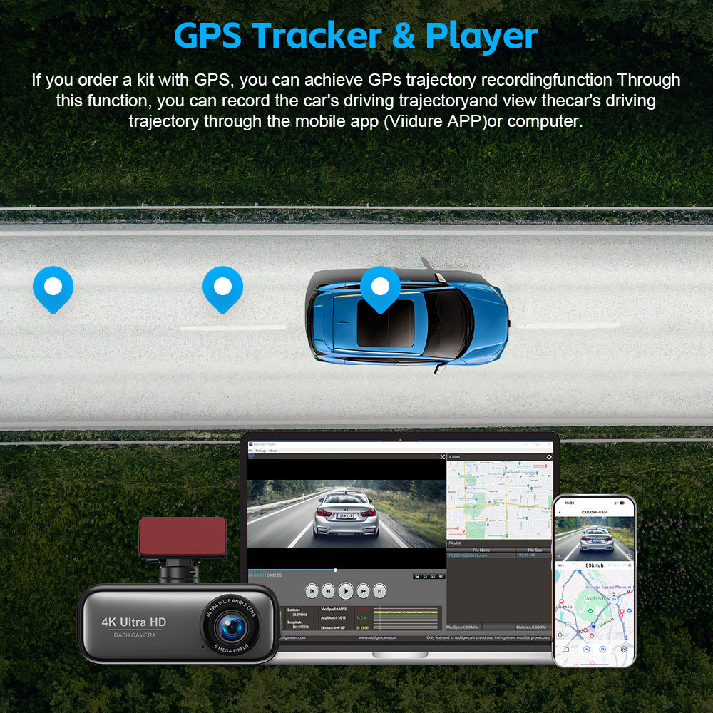 V26C4K Dual-lens Dash Cam HD Ultra Wide Angle Night Vision WiFi Front and Rear Double Recording GPS Car