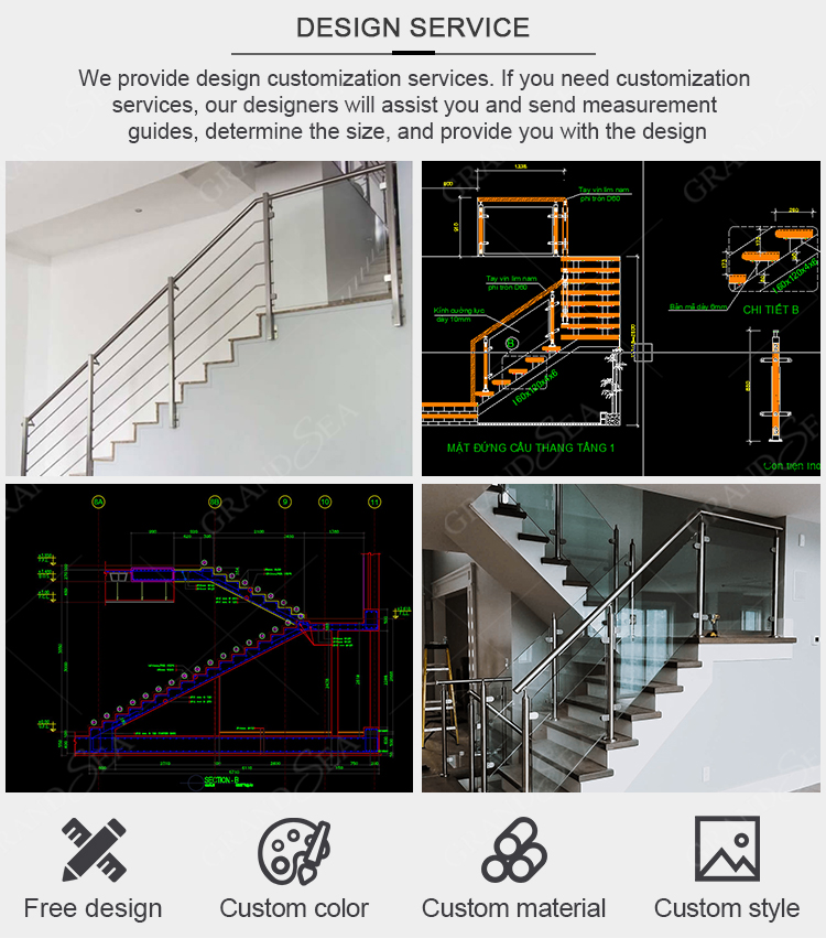 Modern clear Laminated Tempered Glass Balcony Railing Stainless Beautiful Designs