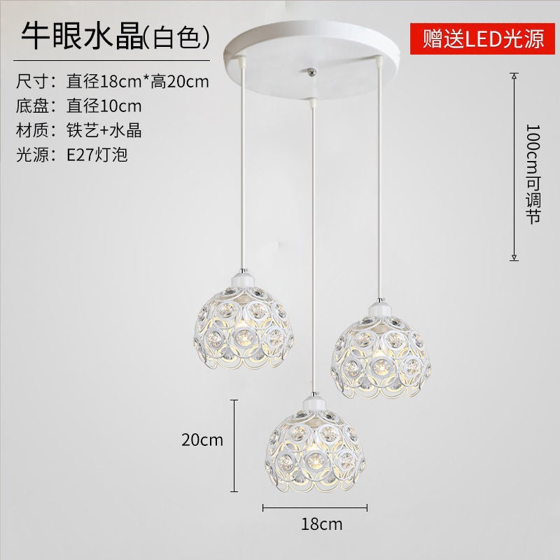Export Simple Restaurant Crystal Pendant Light Single Head3Headboard Pendant Light Dining Table Bar Crystal Pendant Light Wholesale