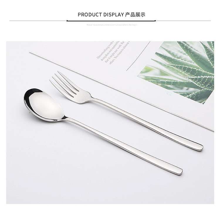 304Stainless Steel Tableware Korean Style Spoon Fork Adult Deepened Soup Spoon Ramen Fork Glossy Ruyi Wholesale Korean Style Wholesale
