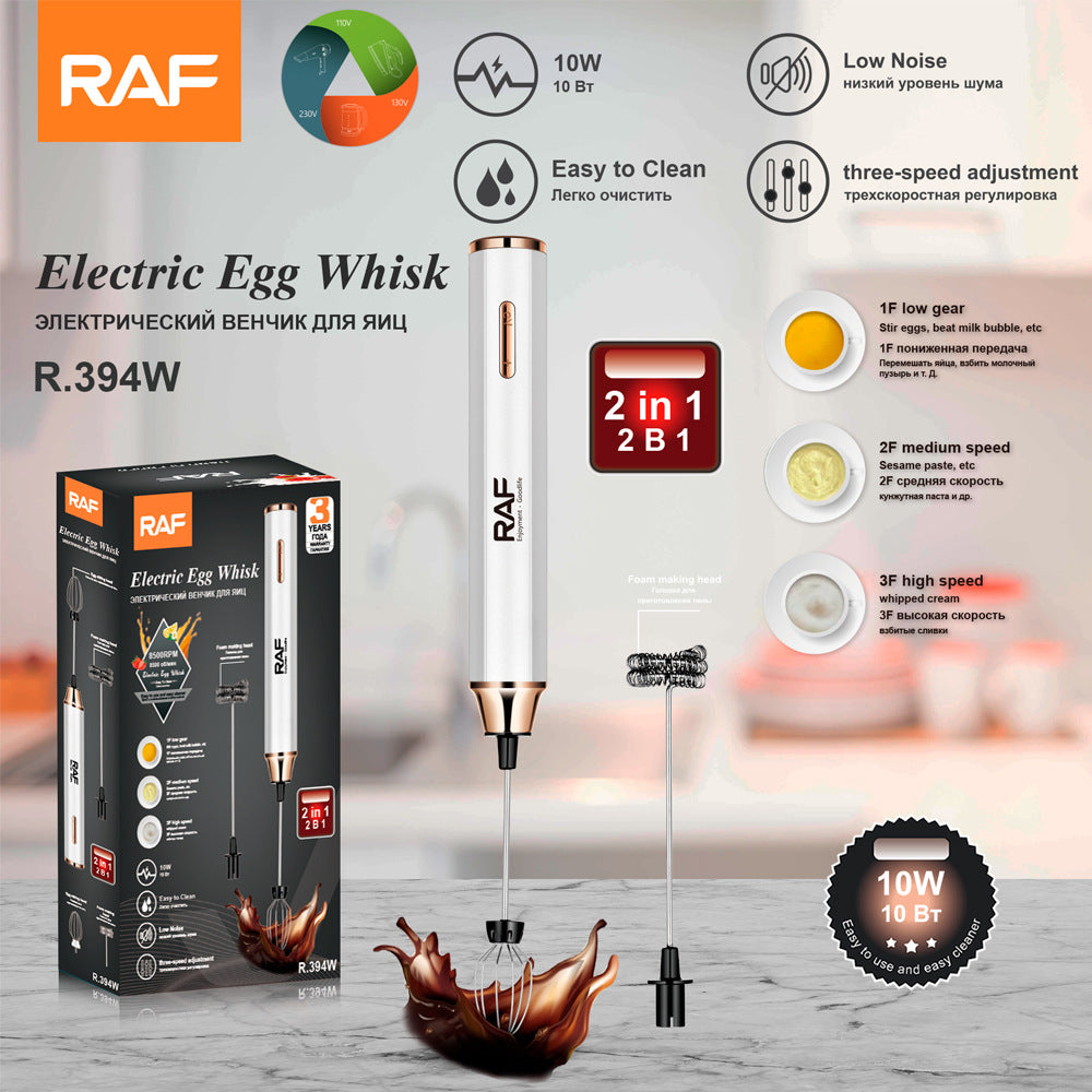RAF Cafe Electric Milk Frother Milk Stirrer Whisk Egg Beater Coffee Frother Home Use 2-in-1